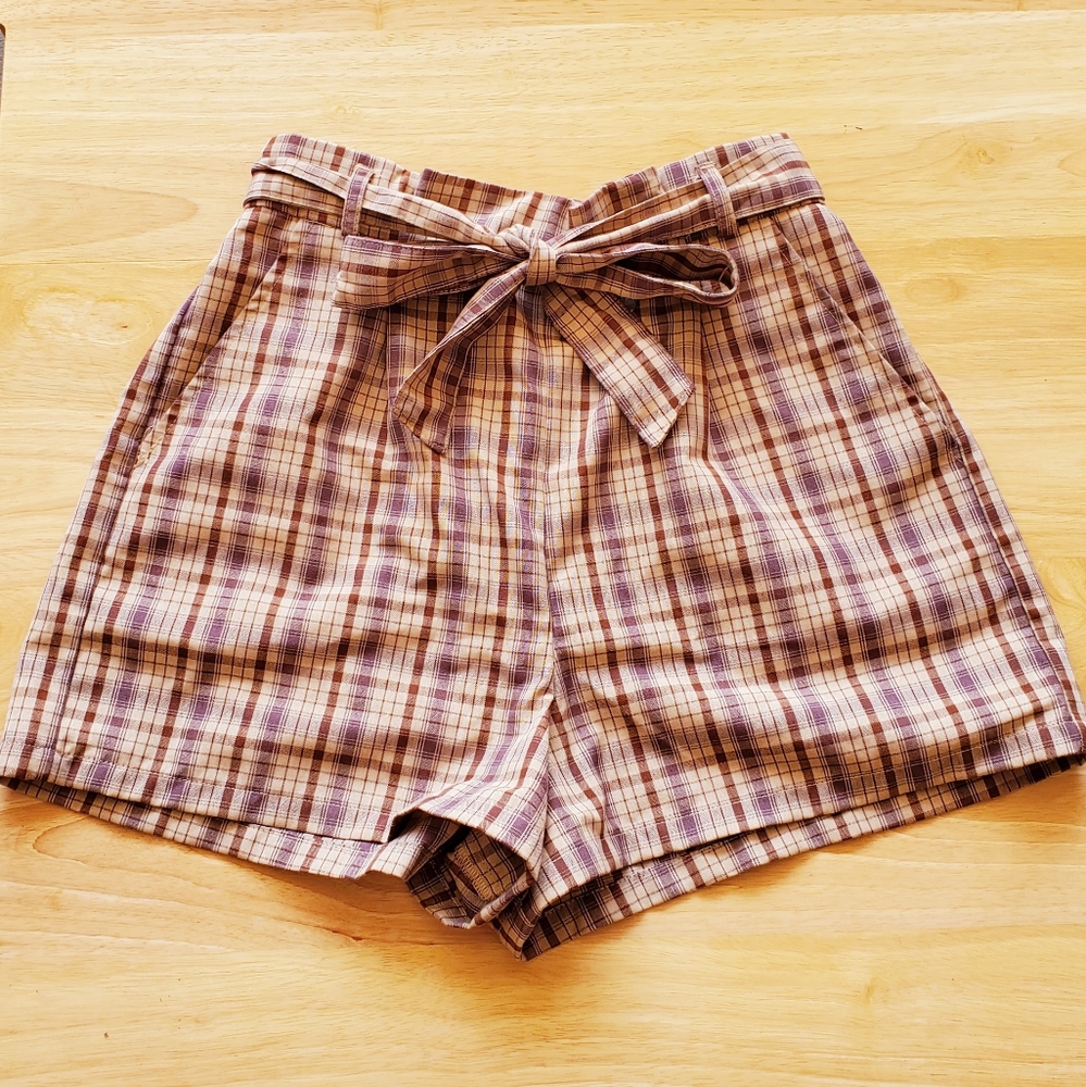NWOT High Waisted Russian Pink Gingham Shorts